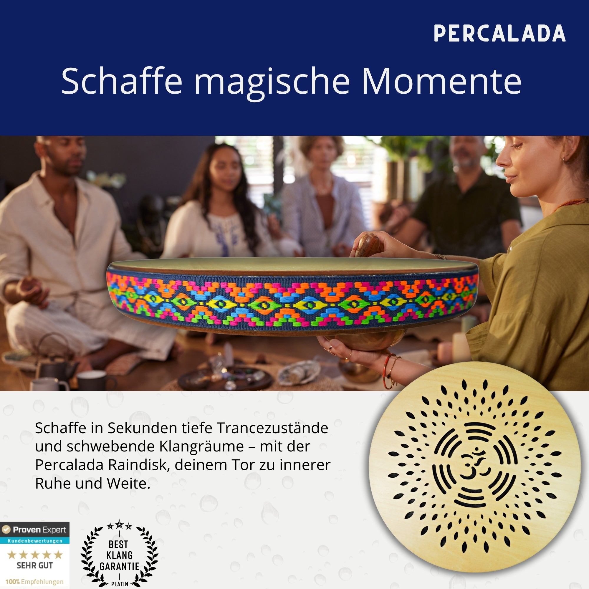 Meditative Raindisk "OHM", 30cm Ø - Fühl den Klang des Regens